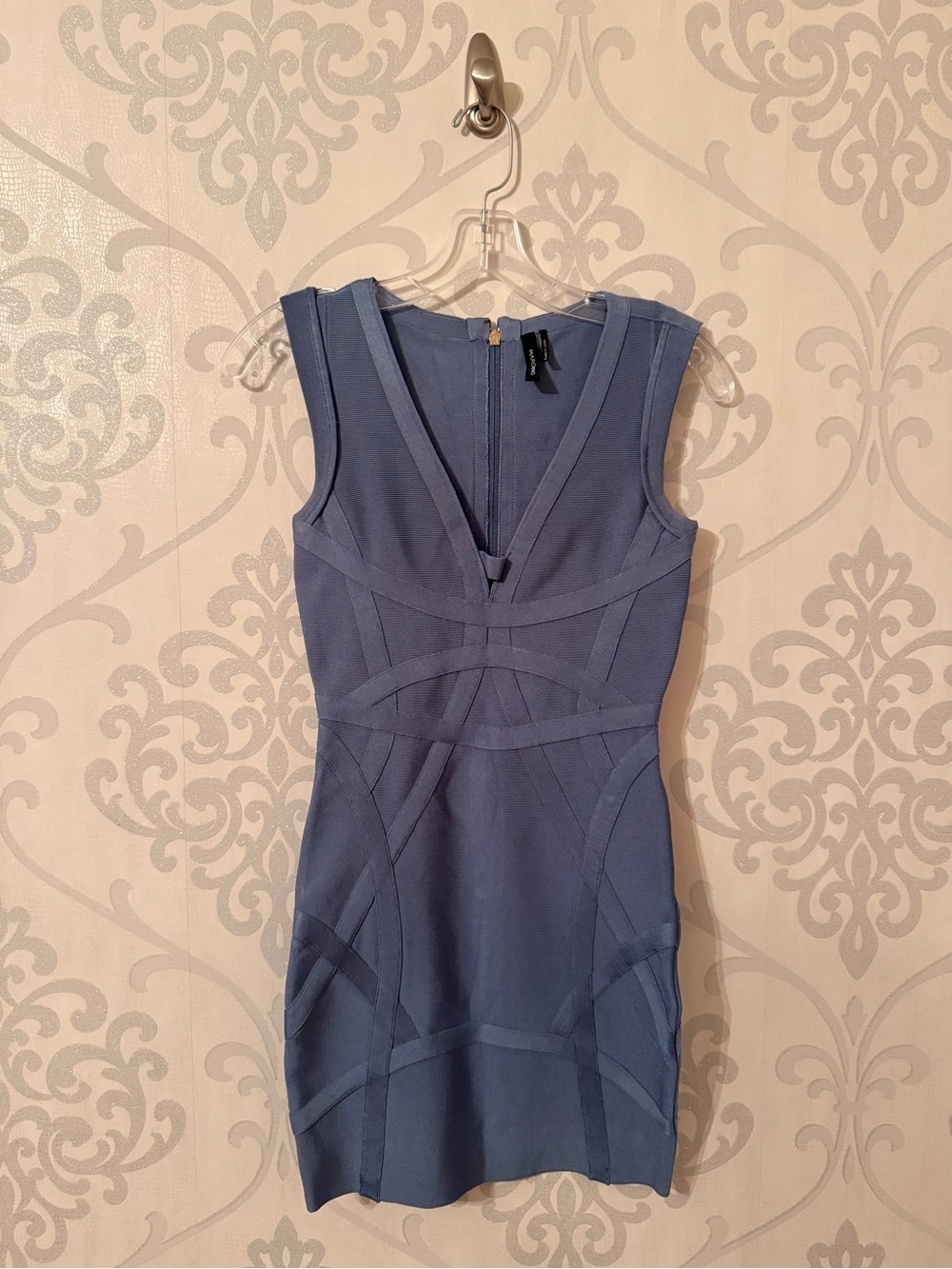 Marciano Slate Blue Sleeveless Bandage Mini Dress